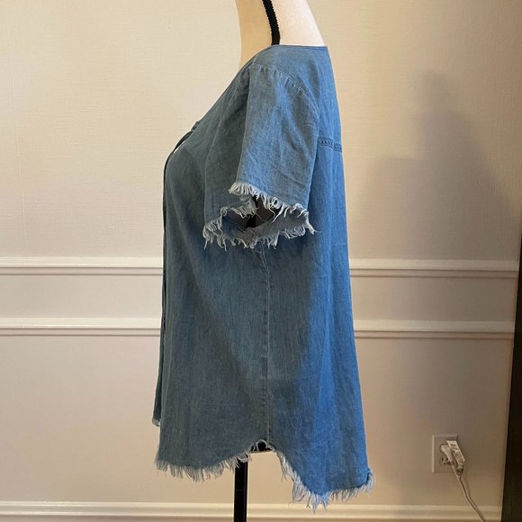 Derek Heart lace-up soft cotton top - Picture 2 of 6